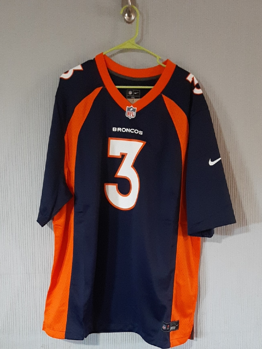 Nike Navy and Orange Broncos #3 Football Jersey
